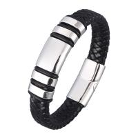 
Herren Armband, Kunstleder, Geometrisches Muster, plattiert, Modeschmuck, schwarz, verkauft von Strang