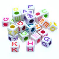 Alphabet Akril gyöngyök, festett, divat ékszerek & DIY, 7x7mm, Által értékesített KG