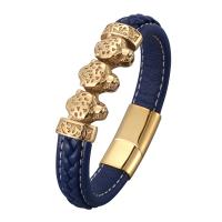 De Armband van mensen, Microfiber PU, met Roestvrij staal, plated, mode sieraden & uniseks, blauw, Verkocht door Strand