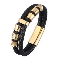 
Herren Armband, Split-Layer-Rindsleder, mit Edelstahl, plattiert, Modeschmuck & unisex, schwarz, verkauft von Strang