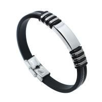 Silikone Armbånd, Titanium Stål, med Silicone, mode smykker & Unisex, flere farver til valg, Solgt af Strand