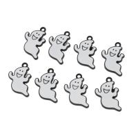 Pingentes de esmalte de liga de zinco, fantasma, banhado, DIY, branco, níquel, chumbo e cádmio livre, 15*23*2mm,, Buraco:Aprox 1mm, 100PCs/Bag, vendido por Bag