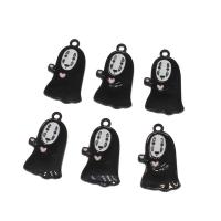 Pingentes de esmalte de liga de zinco, fantasma, banhado, DIY, preto, níquel, chumbo e cádmio livre, 14*26*2mm, Buraco:Aprox 1mm, 100PCs/Bag, vendido por Bag