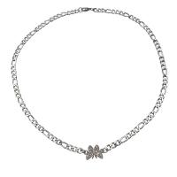 Titanium stål halskæde, med Zinc Alloy, Butterfly, forgyldt, bølgekæde & for kvinde & med rhinestone, Solgt Per Ca. 18.8 inch Strand