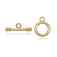 Messing Toggle sluiting, gold plated, 10x6mm,12x15mm, Gat:Ca 2.5mm, 50pC's/Lot, Verkocht door Lot