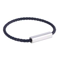 PU Cord Armbånd, Microfiber PU, med Stainless Steel, forgyldt, mode smykker & Unisex, mørkeblå, Solgt af Strand