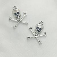 Cink ötvözet Medálok, Skull Kereszt, antik ezüst színű bevonattal, DIY, 23x19x1.20mm, 100PC-k/Bag, Által értékesített Bag