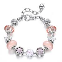 Bracelet European , laiton, avec alliage de zinc, bijoux de mode, rose, Vendu par brin