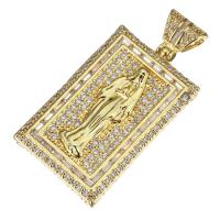 Messing hanger met micro-paved kubieke zirconia's, gold plated, micro pave zirconia, 24x39x5mm, 3pC's/Lot, Verkocht door Lot