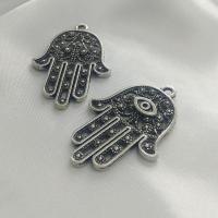 En alliage de zinc Hamsa pendentif, Plaqué de couleur d'argent, DIY, protéger l'environnement, sans nickel, plomb et cadmium, 42x28x2.20mm, 100PC/sac, Vendu par sac