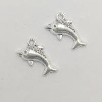 Zinklegierung Tier Anhänger, Dolphin, antik silberfarben plattiert, DIY, frei von Nickel, Blei & Kadmium, 20x10x3.90mm, 100PCs/Tasche, verkauft von Tasche