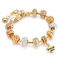 European Bracelet Zinc Alloy with Rhinestone fashion jewelry golden Sold By Strand