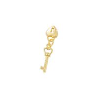 Monili d'ottone Ciondoli, ottone, Lock and Key, placcato color oro, DIY, 4x26mm, 10PC/lotto, Venduto da lotto