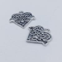 Zinc Alloy Heart Pendants antique silver color plated DIY nickel lead & cadmium free Sold By Bag