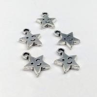 Cink Alloy Star Privjesak, starinski srebrne boje pozlaćen, možete DIY, nikal, olovo i kadmij besplatno, 14x12x2.50mm, 100računala/Torba, Prodano By Torba