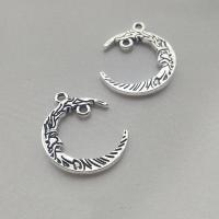 Zinc Alloy Moon Pendants antique silver color plated DIY nickel lead & cadmium free Sold By Bag