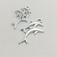 Zinklegierung Tier Anhänger, Dolphin, antik silberfarben plattiert, DIY, frei von Nickel, Blei & Kadmium, 28x15x1.75mm, 100PCs/Tasche, verkauft von Tasche