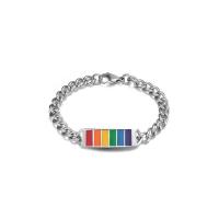 Titan stål armband, Rainbow, Unisex & tvinna oval kedja & emalj, Såld Per Ca 7.8 inch Strand