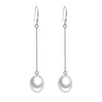 Orecchini 925 Sterling Silver Drop & Dangle, 925 sterline d'argento, with perla, Ovale, placcato, stili diversi per la scelta & per la donna, Venduto da coppia