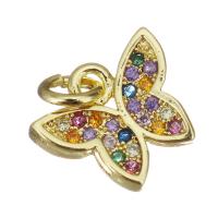 Cubic Zirconia Micro Pave Brass Pendant Butterfly gold color plated micro pave cubic zirconia Approx 3mm Sold By Lot