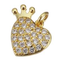 Cubic Zirconia Micro Pave Brass Pendant Heart gold color plated micro pave cubic zirconia Approx 2.5mm Sold By Lot