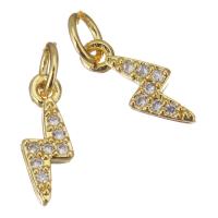 Cubic Zirconia Micro Pave Brass Pendant Lightning Symbol gold color plated micro pave cubic zirconia Approx 2.5mm Sold By Lot