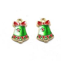 Zinc Alloy Christmas Pendants gold color plated DIY & for woman & enamel green nickel lead & cadmium free Sold By Bag