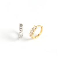 925 Sterling Silver Huggie Hoop Earring plated micro pave cubic zirconia & for woman 7.5mm 2.9mm Sold By Pair