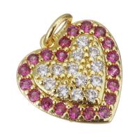 Cubic Zirconia Micro Pave Brass Pendant Heart gold color plated micro pave cubic zirconia Approx 3mm Sold By Lot