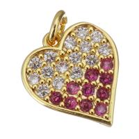 Cubic Zirconia Micro Pave Brass Pendant Heart gold color plated micro pave cubic zirconia Approx 2.5mm Sold By Lot