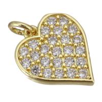 Cubic Zirconia Micro Pave Brass Pendant Heart gold color plated micro pave cubic zirconia Approx 2.5mm Sold By Lot