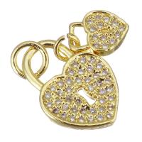 Cubic Zirconia Micro Pave Brass Pendant Heart gold color plated micro pave cubic zirconia  Approx 3mm Sold By Lot