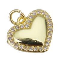 Cubic Zirconia Micro Pave Brass Pendant Heart gold color plated micro pave cubic zirconia Approx 2.5mm Sold By Lot