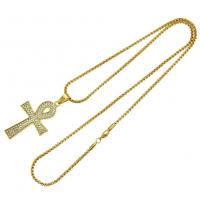 Zinklegering halskettingen, Zinc Alloy, met Bergkristal, mode sieraden & uniseks, gouden, Verkocht door Strand