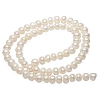 Perlas Patata Freshwater, Perlas cultivadas de agua dulce, natural, Blanco, 6mm, agujero:aproximado 0.8mm, Vendido para aproximado 15 Inch Sarta