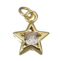 Cubic Zirconia Micro Pave Brass Pendant Star gold color plated micro pave cubic zirconia Approx 2.5mm Sold By Lot