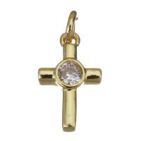 Cubic Zirconia Micro Pave Brass Pendant Cross gold color plated micro pave cubic zirconia Approx 2.5mm Sold By Lot