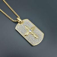 Bijoux pendentifs en acier inoxydable , Acier titane, avec strass, cadre, Placage, bijoux de mode & unisexe & avec strass, doré, protéger l'environnement, sans nickel, plomb et cadmium, 55.5*28mm, Vendu par PC