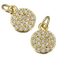 Cubic Zirconia Micro Pave Brass Pendant Round gold color plated micro pave cubic zirconia Approx 2.5mm Sold By Lot