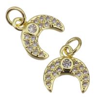 Cubic Zirconia Micro Pave Brass Pendant Moon gold color plated micro pave cubic zirconia Approx 2.5mm Sold By Lot