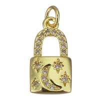 Cubic Zirconia Micro Pave Brass Pendant Lock gold color plated micro pave cubic zirconia Approx 2.5mm Sold By Lot