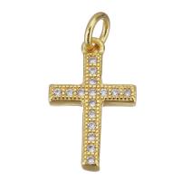 Cubic Zirconia Micro Pave Brass Pendant Cross gold color plated micro pave cubic zirconia Approx 3mm Sold By Lot