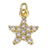 Cubic Zirconia Micro Pave Brass Pendant Star gold color plated micro pave cubic zirconia Approx 2.5mm Sold By Lot