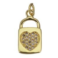 Cubic Zirconia Micro Pave Brass Pendant Lock gold color plated micro pave cubic zirconia Approx 2.5mm Sold By Lot