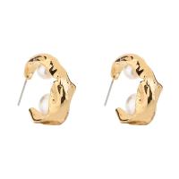 Pendientes de Perno de Aleación de Zinc, chapado en color dorado, para mujer, Blanco, libre de níquel, plomo & cadmio, 8x22mm, 2parespareja/Bolsa, Vendido por Bolsa