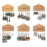 Zinklegierung Ohrring-Set, Ohrring, mit Baumwollfaden, plattiert, drei Stücke & Modeschmuck & verschiedene Stile für Wahl & für Frau, keine, frei von Nickel, Blei & Kadmium, verkauft von setzen