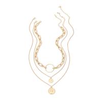 Collana Multi strato, lega in zinco, with 2.36 inch extender chain, placcato color oro, per la donna & a più fili, 37m,40cm,50cm,2.5cm,1.3cm,2cm, 3Strandstrefolo/lotto, Venduto da lotto