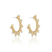 Lo zinco in lega Stud Earring, lega in zinco, with perla in plastica, placcato color oro, per la donna, 40mm, 3Pairspaio/lotto, Venduto da lotto