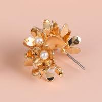 Zinc Alloy Stud Earring with 925 Sterling Silver gold color plated for woman white nickel lead & cadmium free Sold By Bag