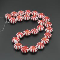 Refined Lampwork Beads Flat Round DIY red 16*10mm Approx 1mm Sold By Bag